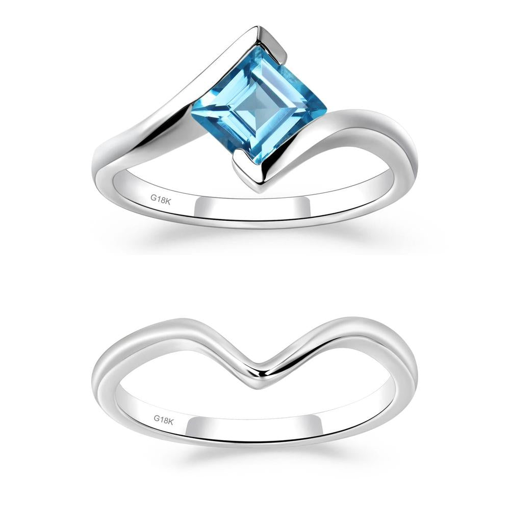 Swiss Blue Topaz Tension Setting Ring - LUO Jewelry #metal_xxxxx