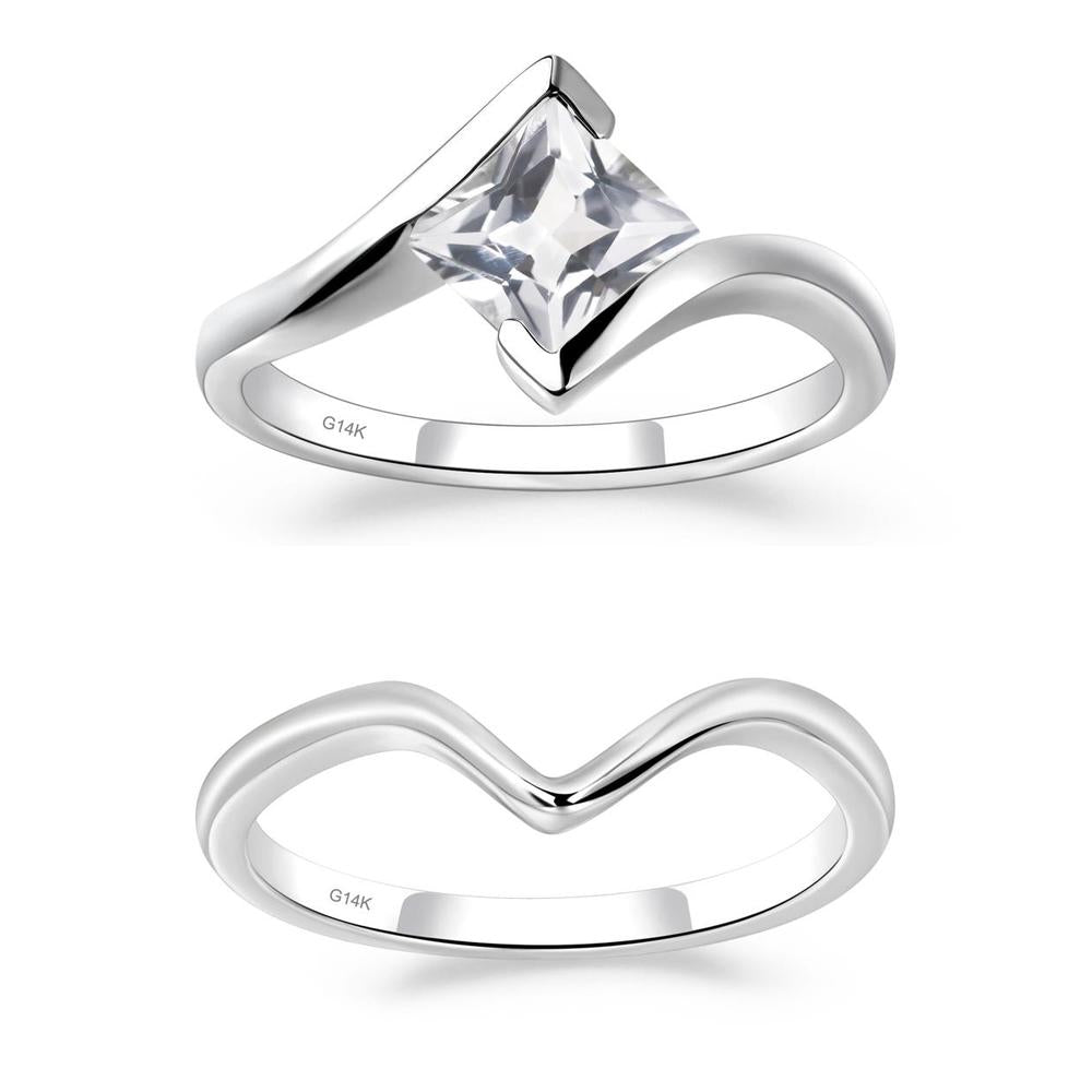 White Topaz Tension Engagement Ring - LUO Jewelry #metal_xxxxx