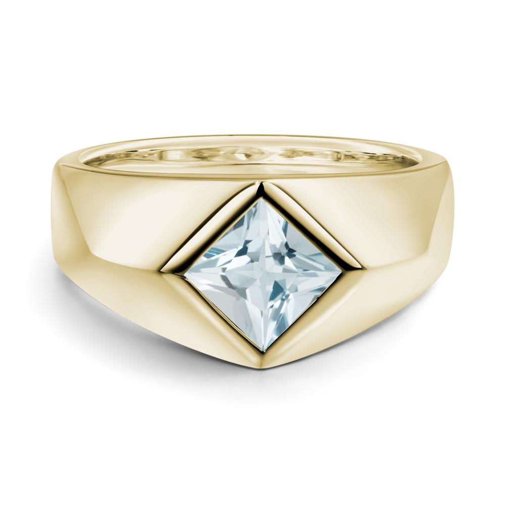 Men's Aquamarine Kite Set Ring - LUO Jewelry #metal_14k yellow gold