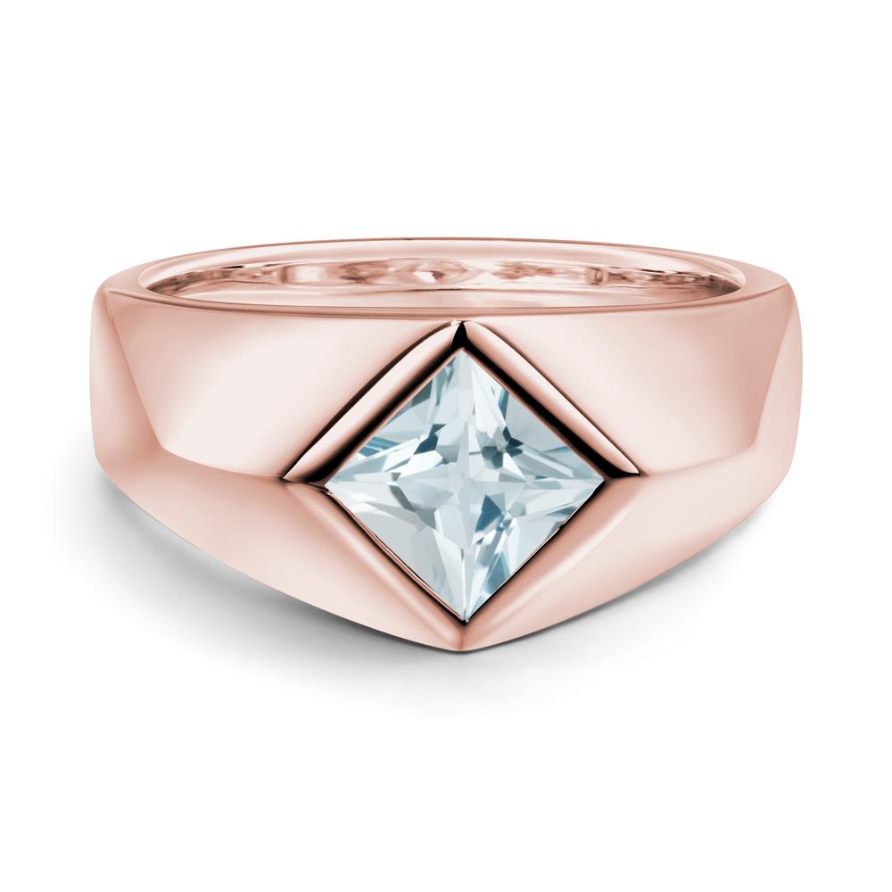 Men's Aquamarine Kite Set Ring - LUO Jewelry #metal_18k rose gold
