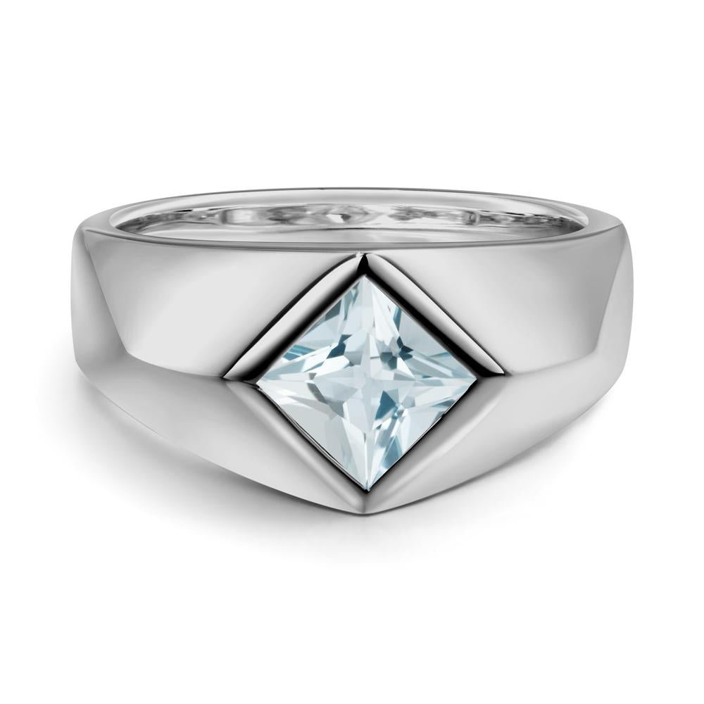 Men's Aquamarine Kite Set Ring - LUO Jewelry #metal_platinum
