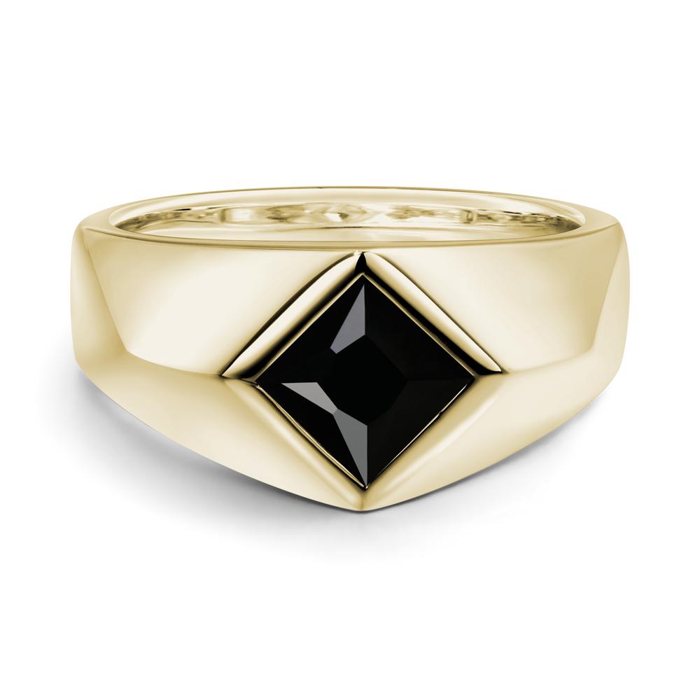 Men's Black Spinel Kite Set Ring - LUO Jewelry #metal_14k yellow gold