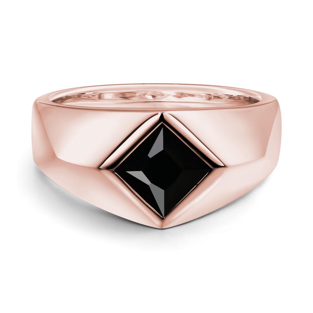 Men's Black Spinel Kite Set Ring - LUO Jewelry #metal_18k rose gold