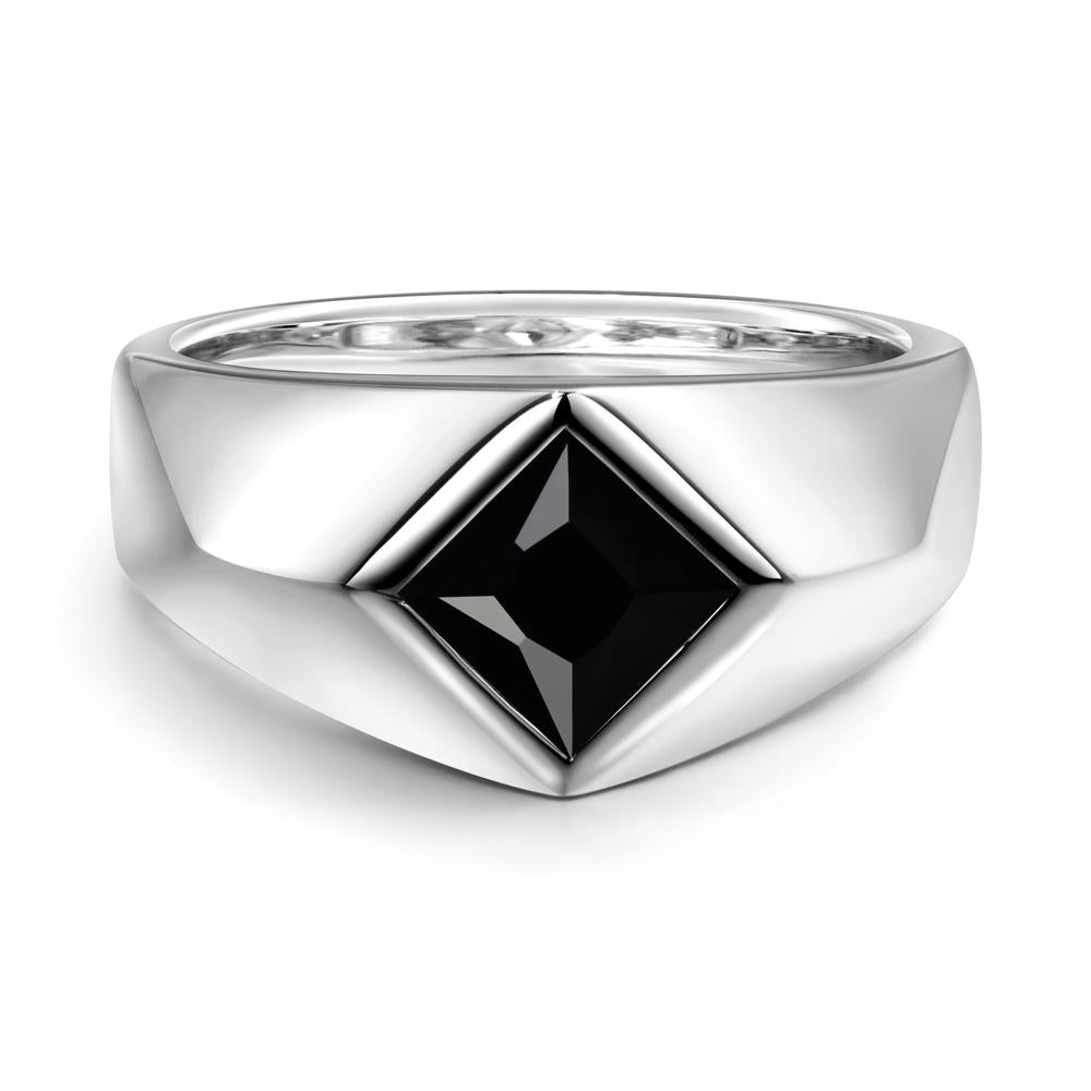 Men's Black Spinel Kite Set Ring - LUO Jewelry #metal_18k white gold