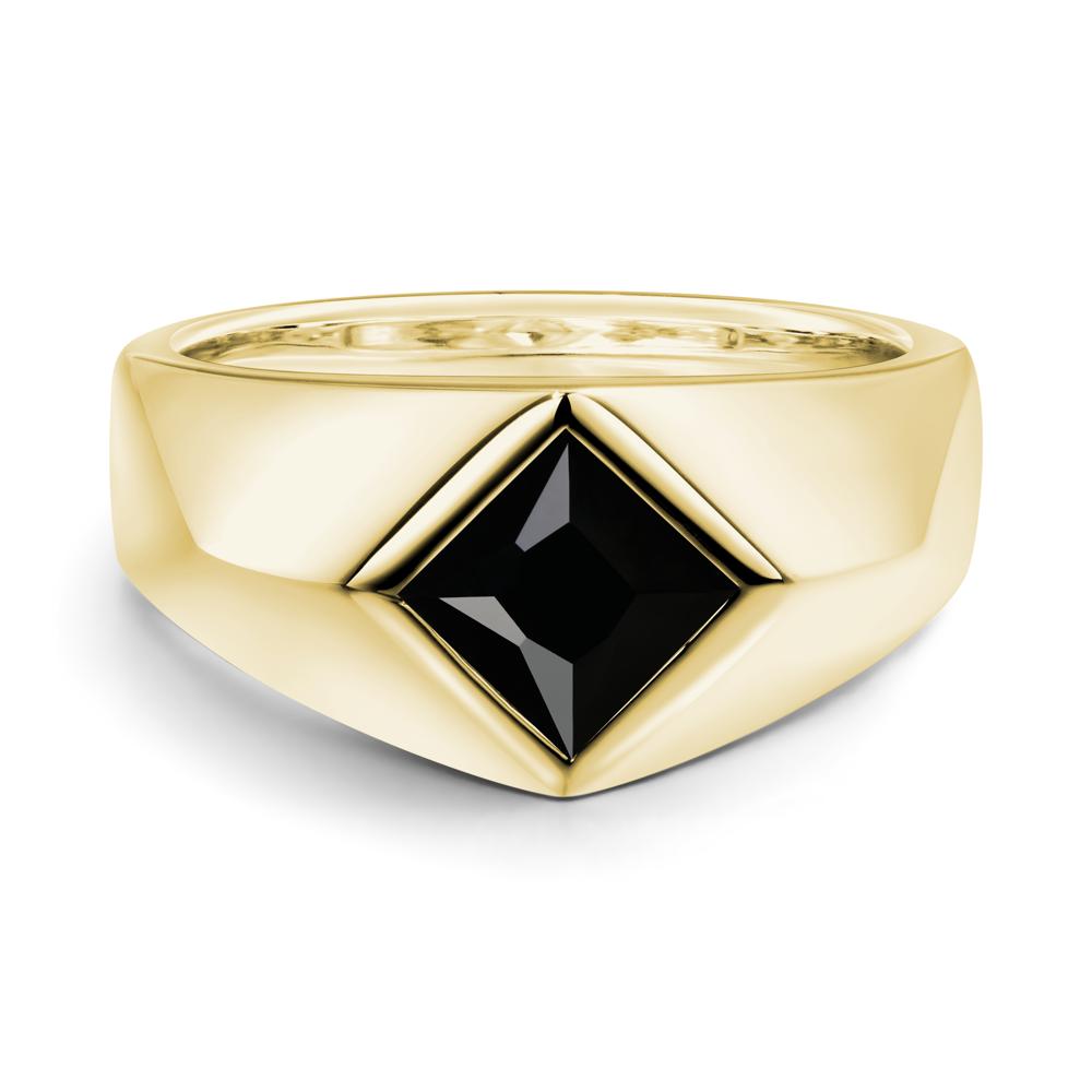Men's Black Spinel Kite Set Ring - LUO Jewelry #metal_18k yellow gold