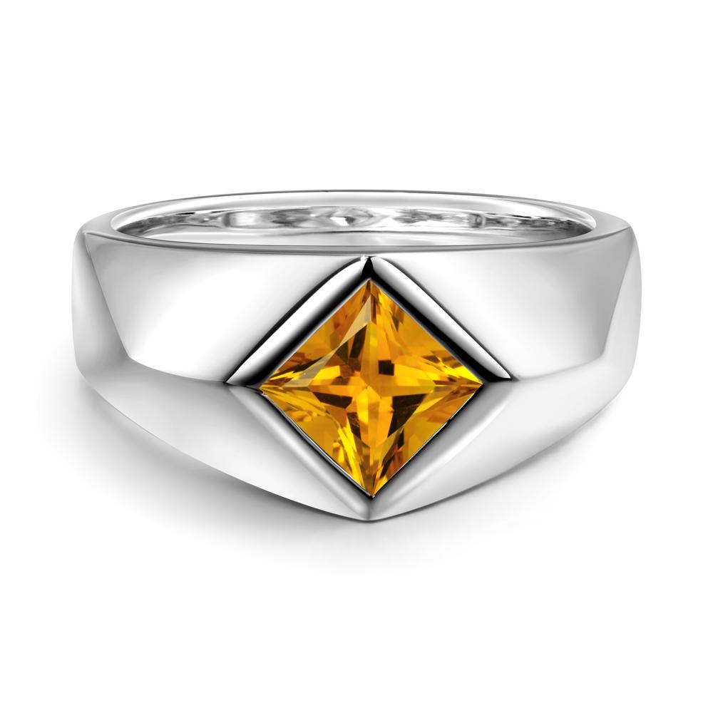 Men's Citrine Kite Set Ring - LUO Jewelry #metal_14k white gold