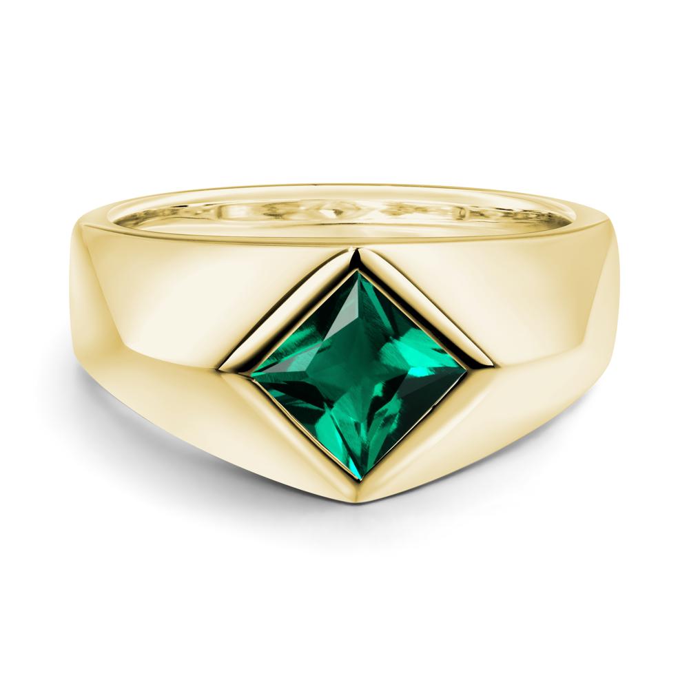 Men's Emerald Kite Set Ring - LUO Jewelry #metal_18k yellow gold