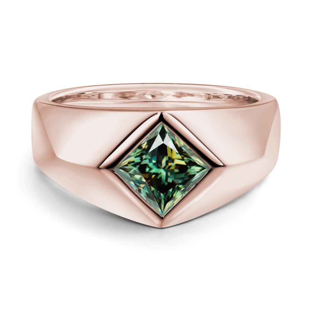 Men's Green Moissanite Kite Set Ring - LUO Jewelry #metal_14k rose gold