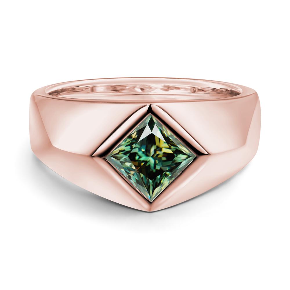 Men's Green Moissanite Kite Set Ring - LUO Jewelry #metal_18k rose gold