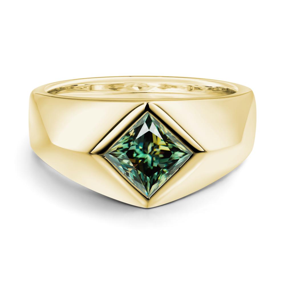 Men's Green Moissanite Kite Set Ring - LUO Jewelry #metal_18k yellow gold