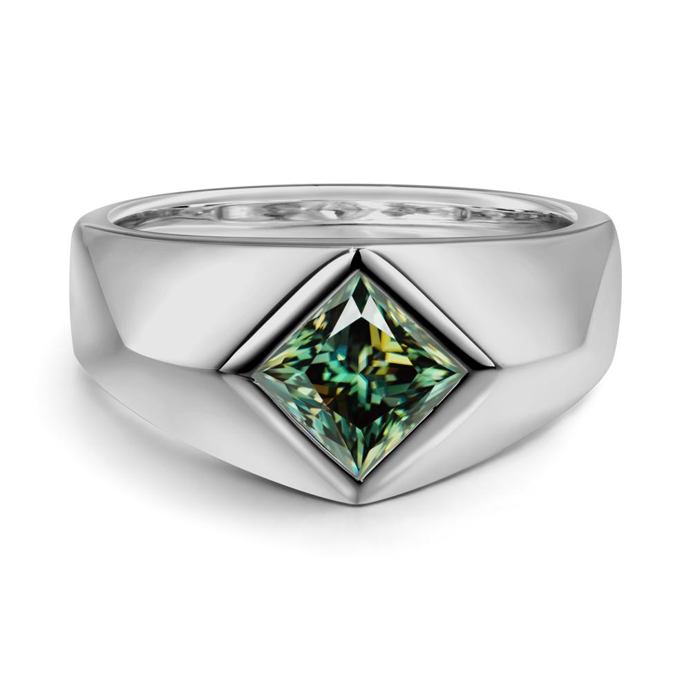 Men's Green Moissanite Kite Set Ring - LUO Jewelry #metal_platinum