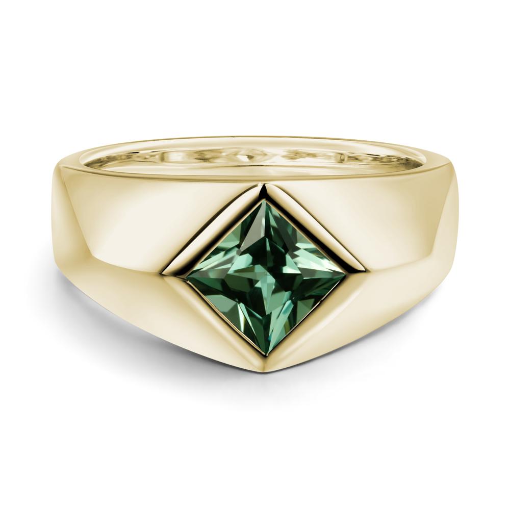 Men's Green Sapphire Kite Set Ring - LUO Jewelry #metal_14k yellow gold