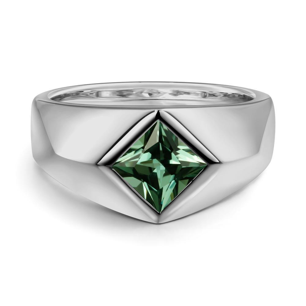 Men's Green Sapphire Kite Set Ring - LUO Jewelry #metal_platinum