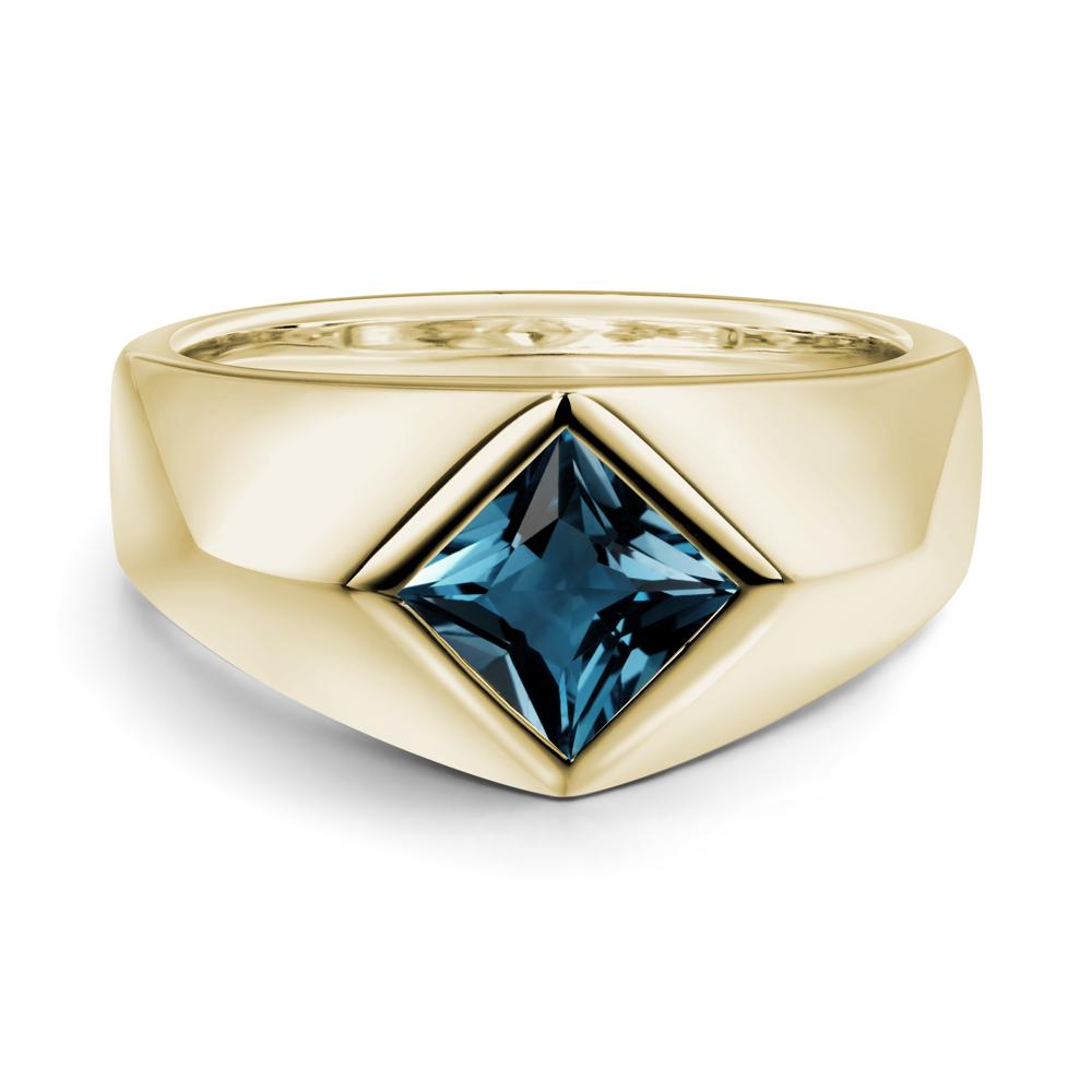 Men's London Blue Topaz Kite Set Ring - LUO Jewelry #metal_14k yellow gold