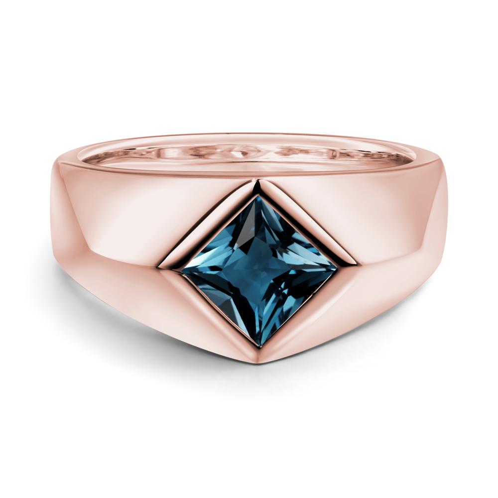 Men's London Blue Topaz Kite Set Ring - LUO Jewelry #metal_18k rose gold