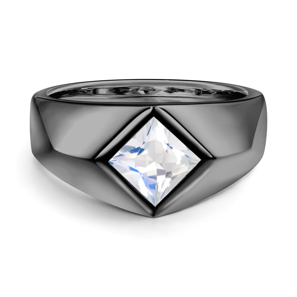 Men's Moonstone Kite Set Ring - LUO Jewelry #metal_black finish sterling silver