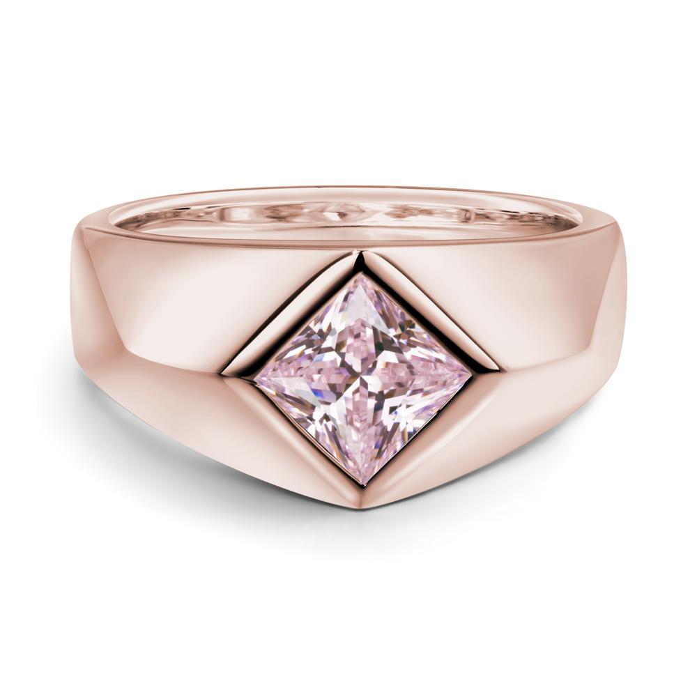 Men's Pink Cubic Zirconia Kite Set Ring - LUO Jewelry #metal_14k rose gold