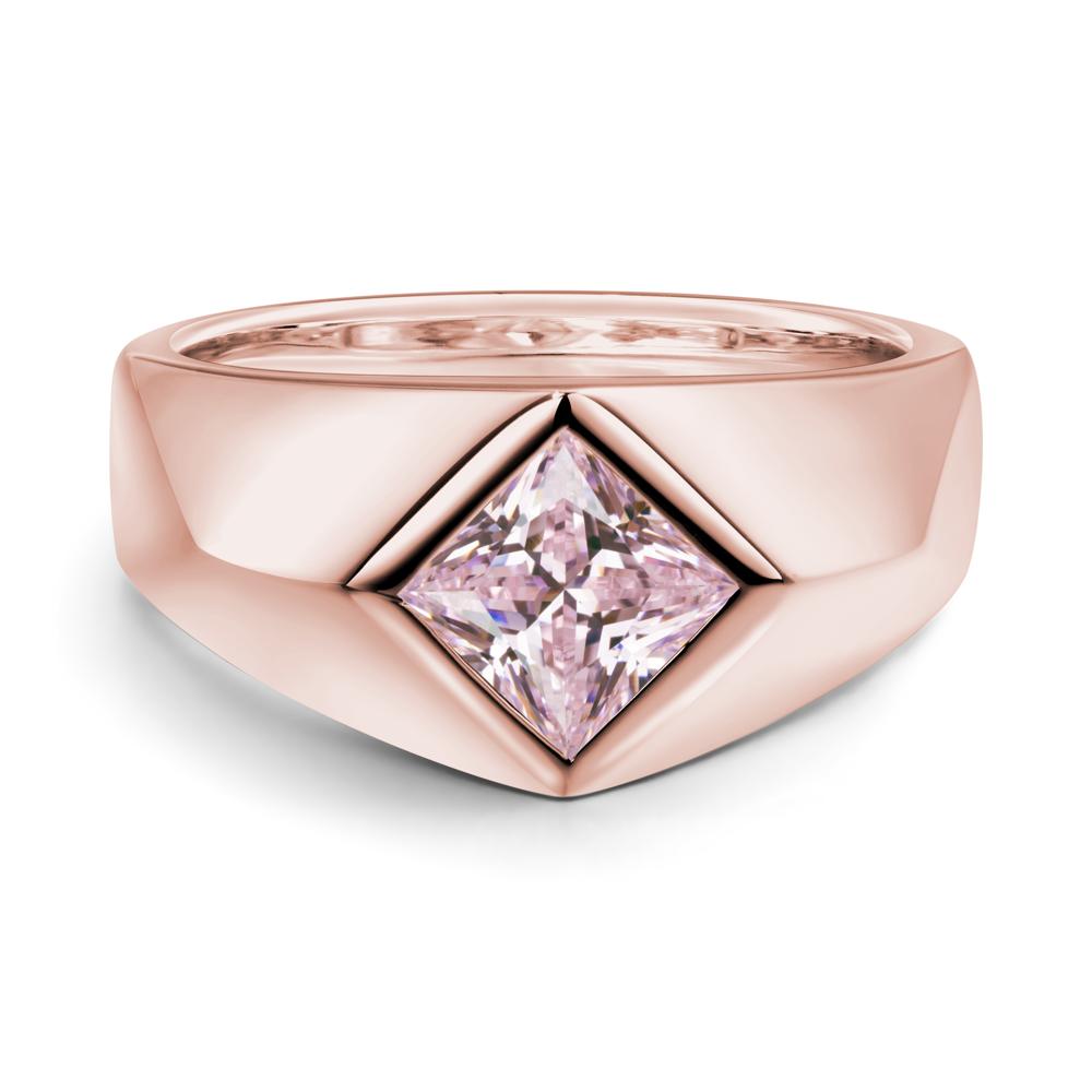 Men's Pink Cubic Zirconia Kite Set Ring - LUO Jewelry #metal_18k rose gold