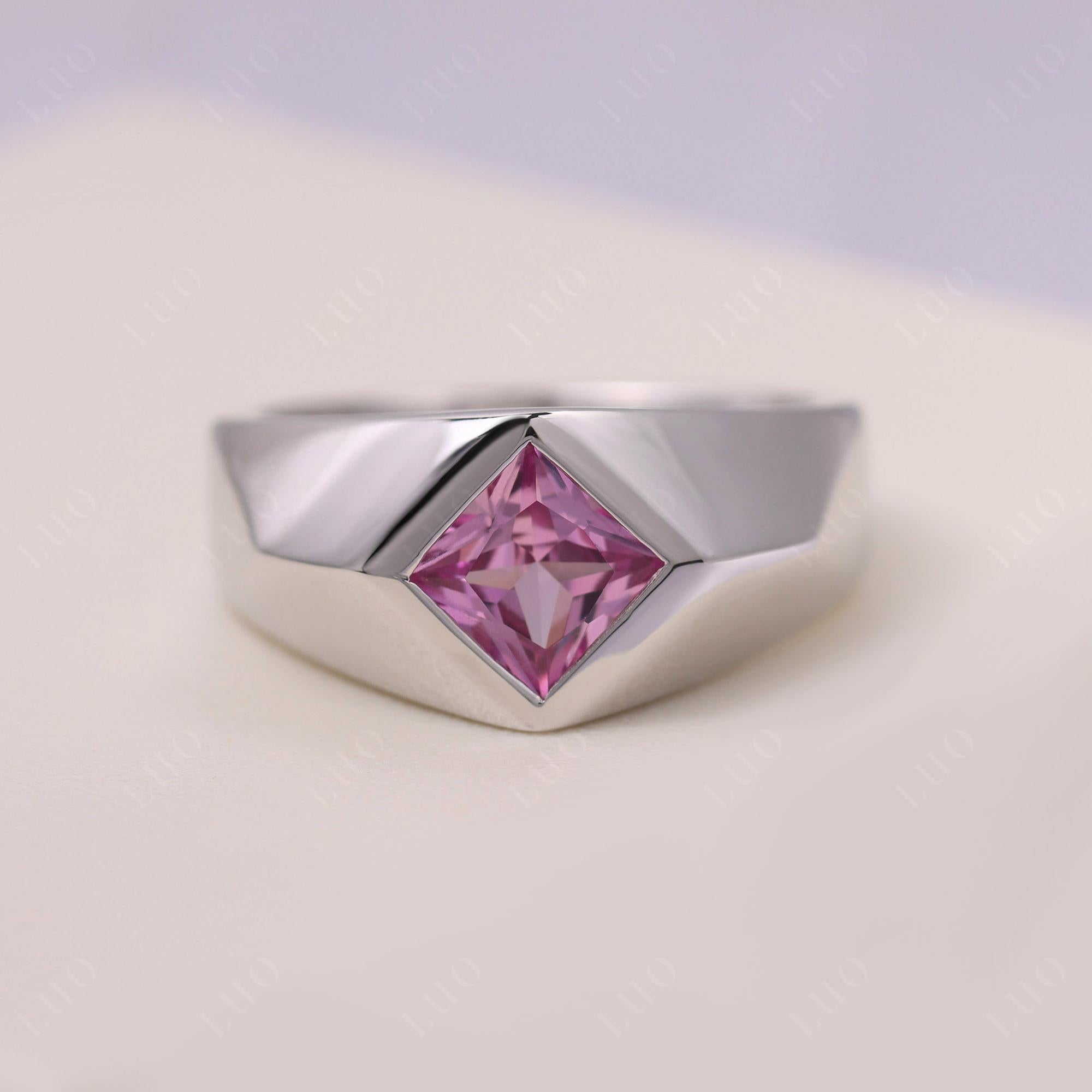 Men's Pink Sapphire Kite Set Ring - LUO Jewelry