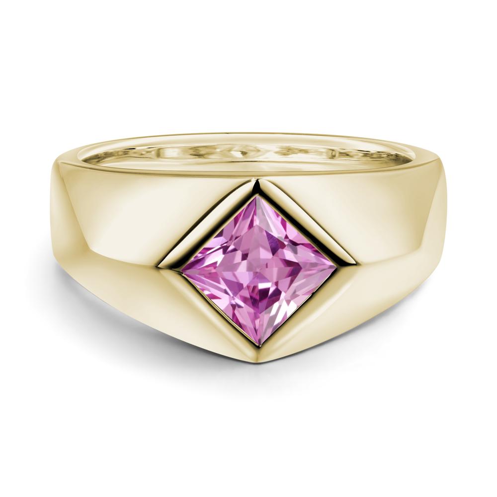 Men's Pink Sapphire Kite Set Ring - LUO Jewelry #metal_14k yellow gold