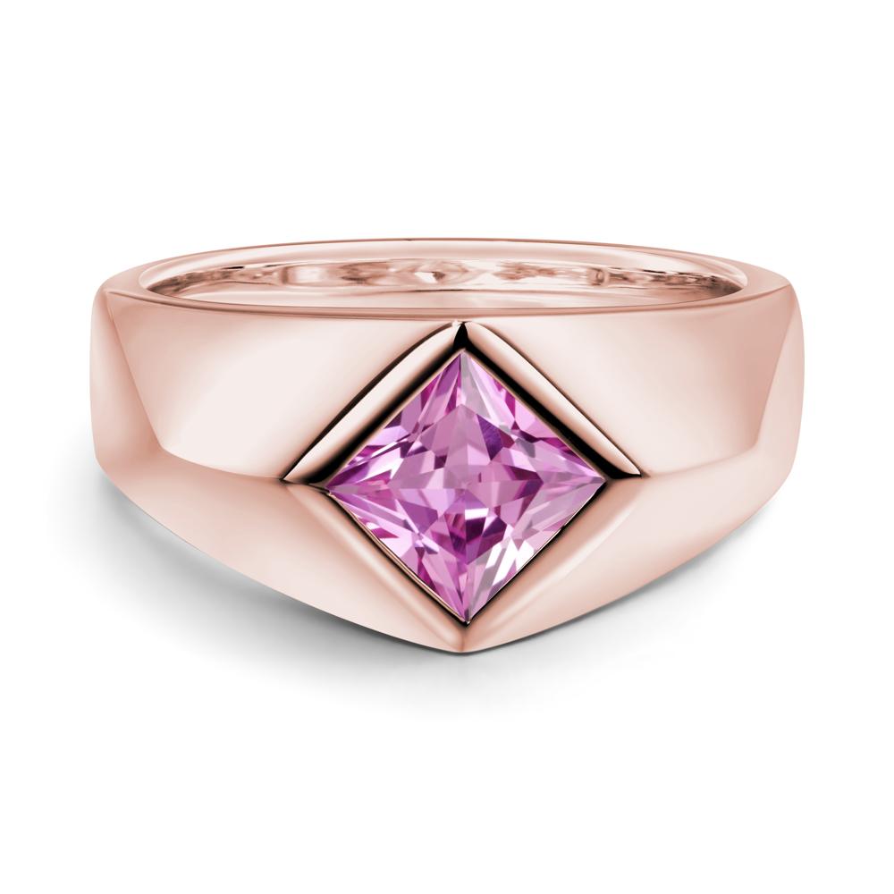 Men's Pink Sapphire Kite Set Ring - LUO Jewelry #metal_18k rose gold