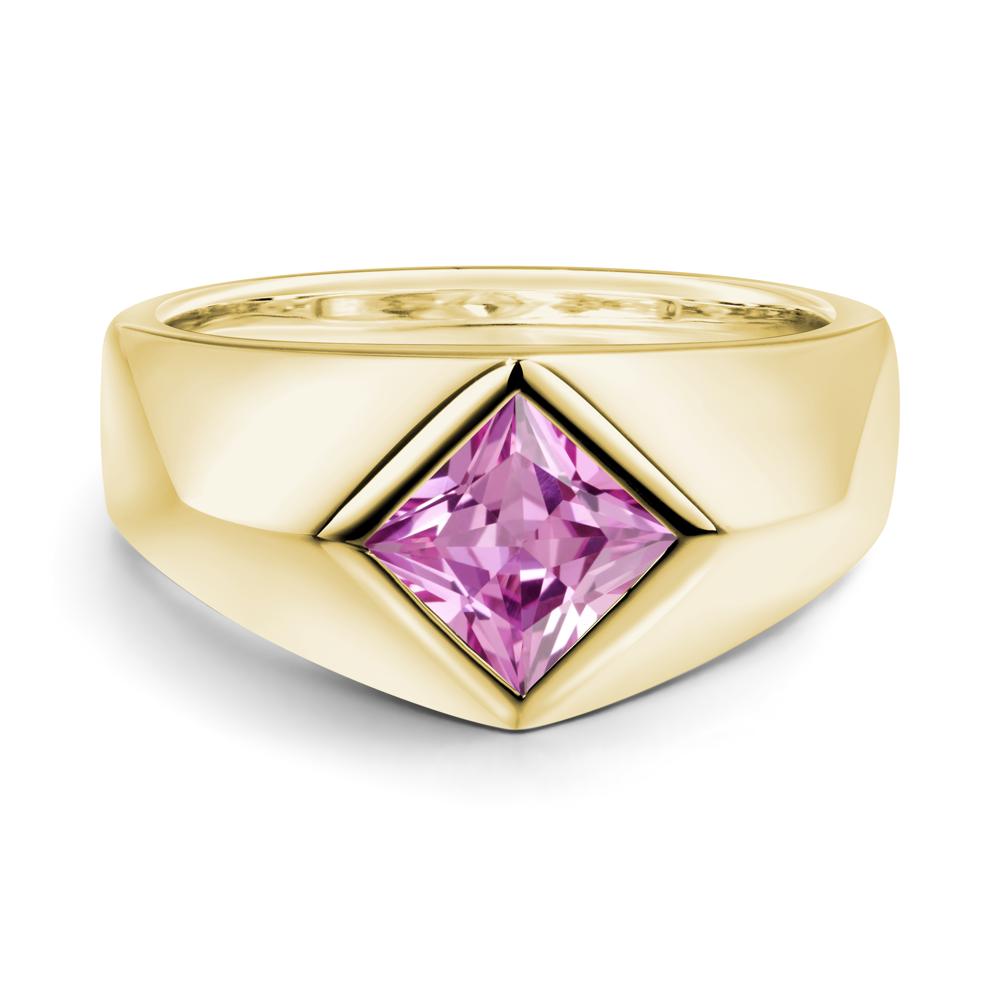 Men's Pink Sapphire Kite Set Ring - LUO Jewelry #metal_18k yellow gold