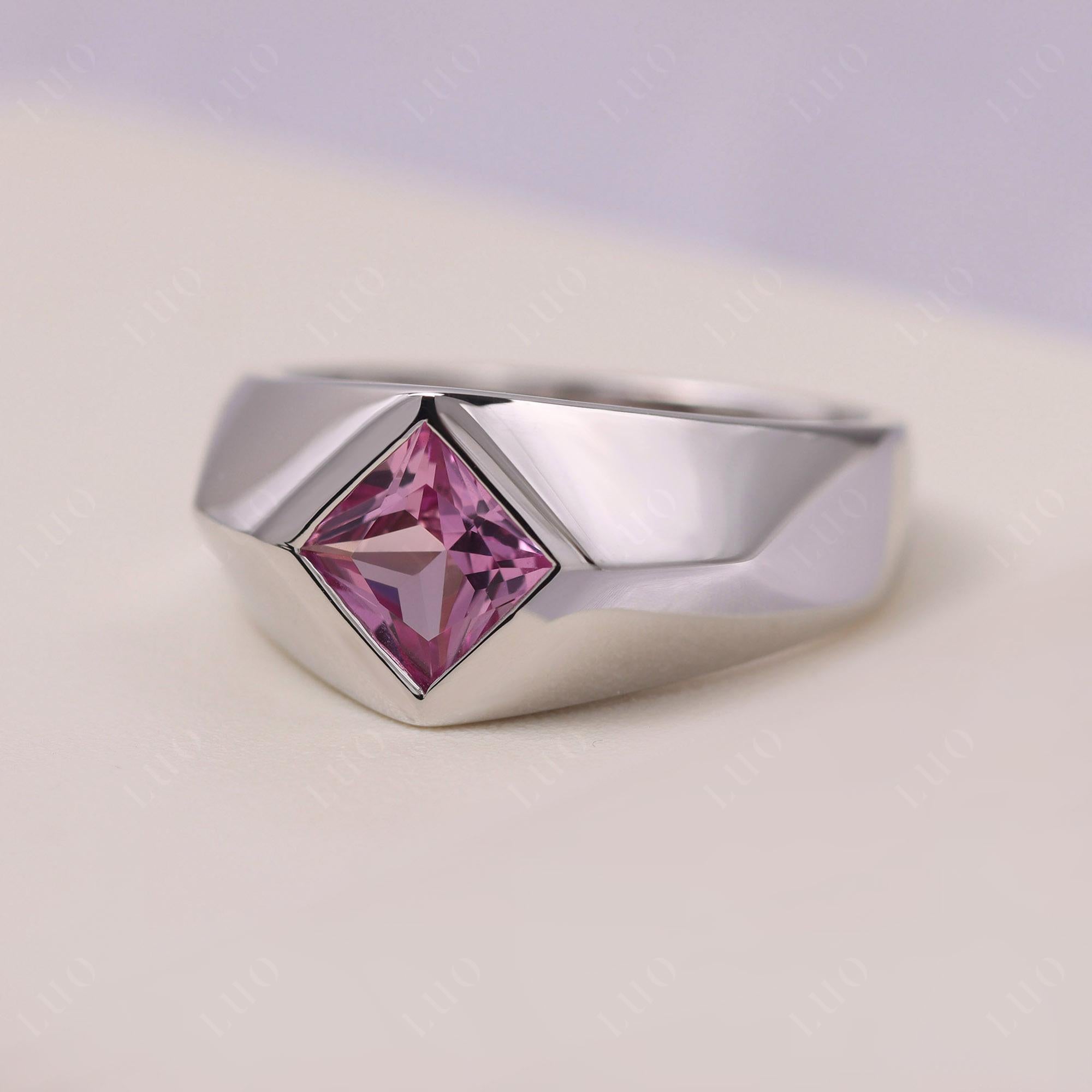 Men's Pink Sapphire Kite Set Ring - LUO Jewelry