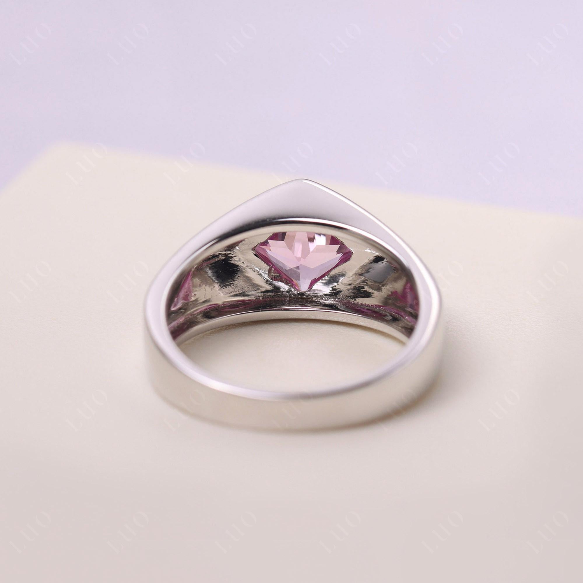 Men's Pink Sapphire Kite Set Ring - LUO Jewelry
