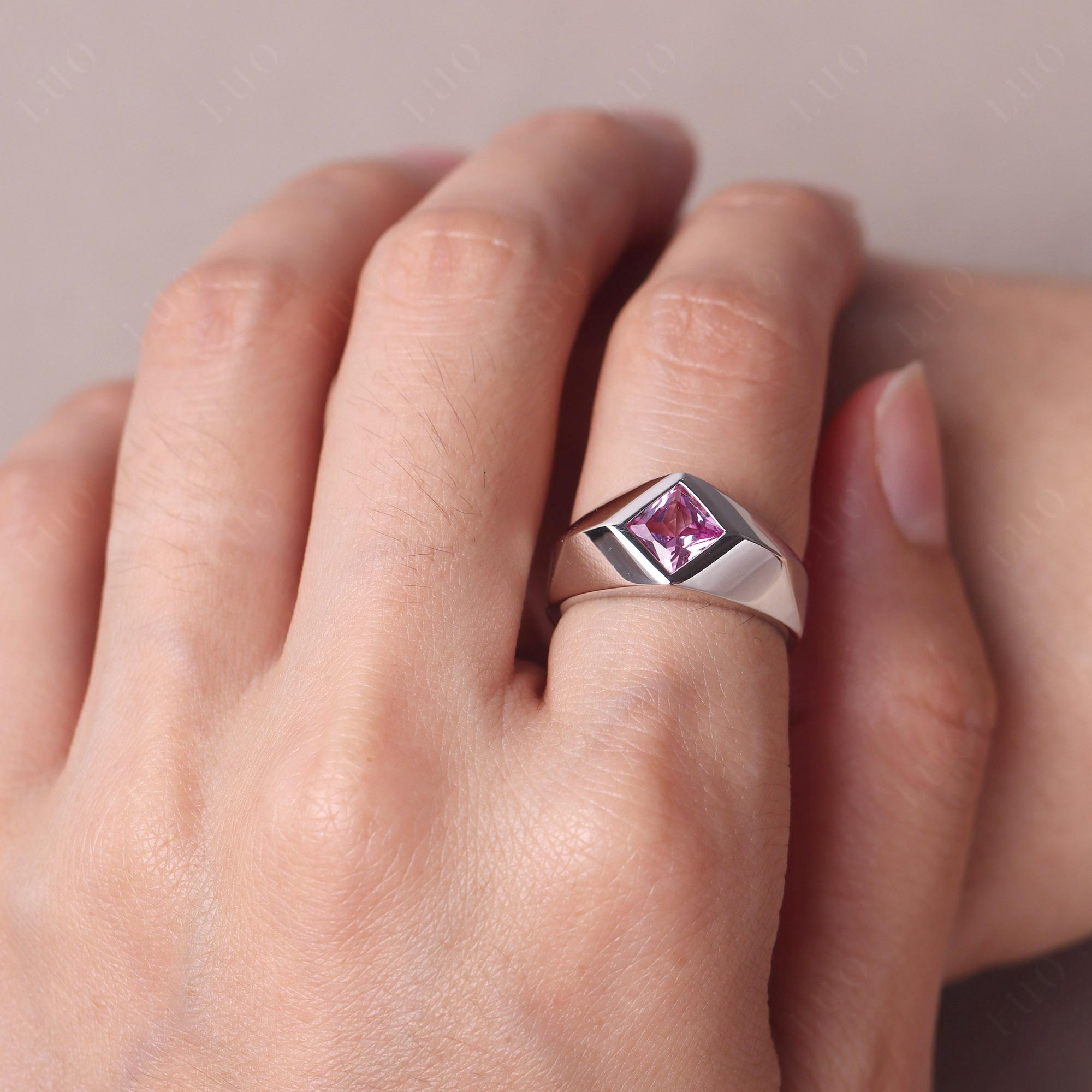 Men's Pink Sapphire Kite Set Ring - LUO Jewelry