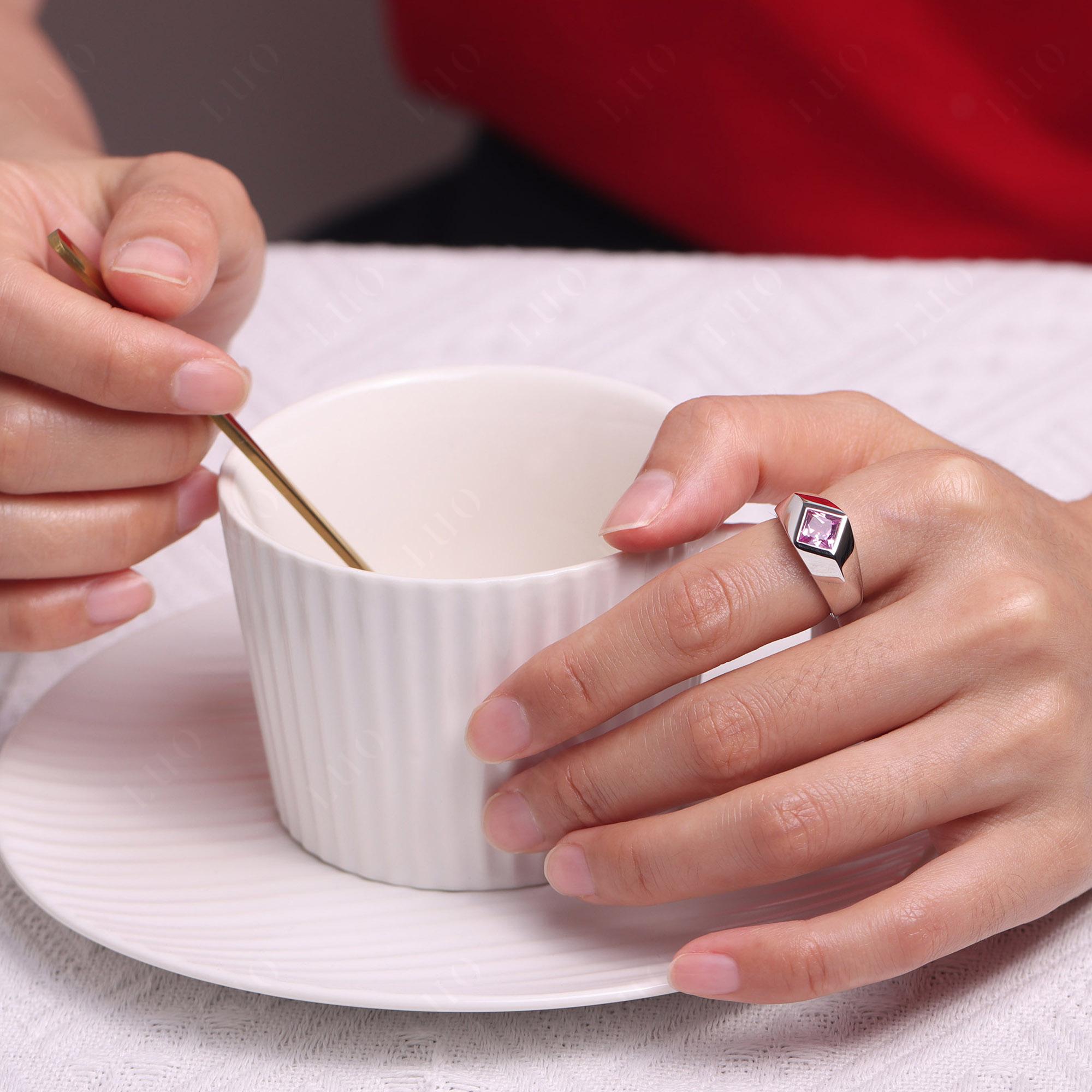 Men's Pink Sapphire Kite Set Ring - LUO Jewelry