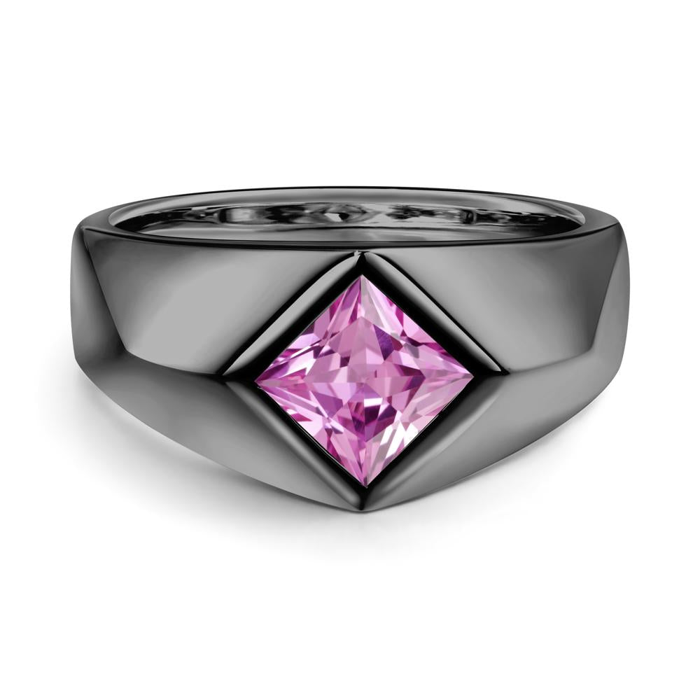 Men's Pink Sapphire Kite Set Ring - LUO Jewelry #metal_black finish sterling silver