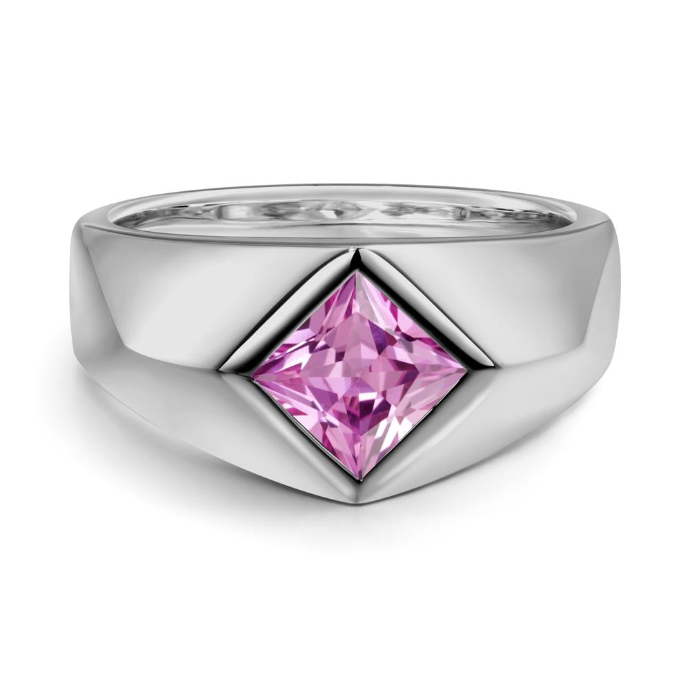 Men's Pink Sapphire Kite Set Ring - LUO Jewelry #metal_platinum
