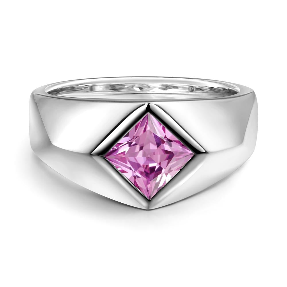 Men's Pink Sapphire Kite Set Ring - LUO Jewelry #metal_sterling silver