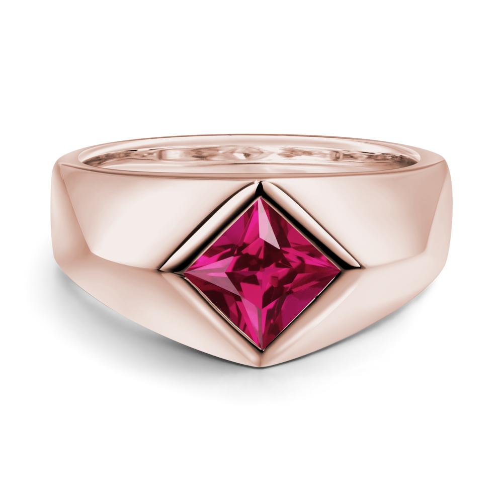 Men's Ruby Kite Set Ring - LUO Jewelry #metal_14k rose gold