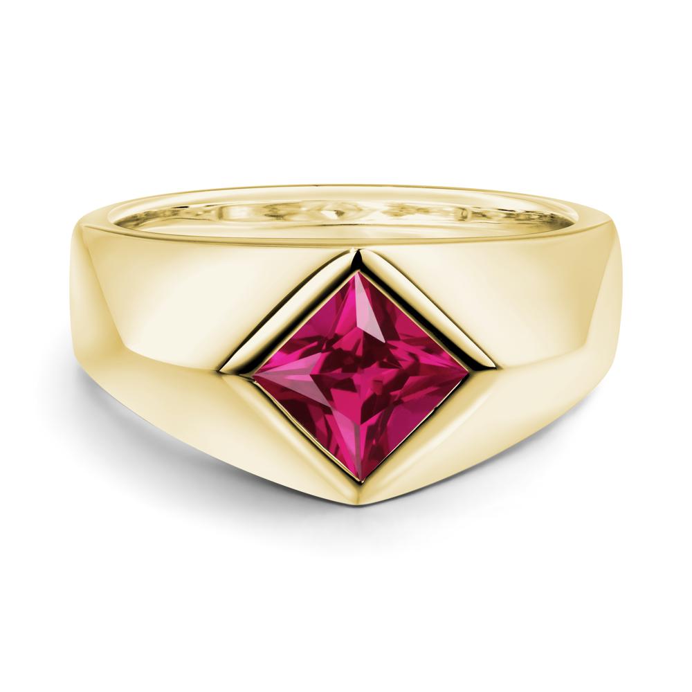Men's Ruby Kite Set Ring - LUO Jewelry #metal_18k yellow gold