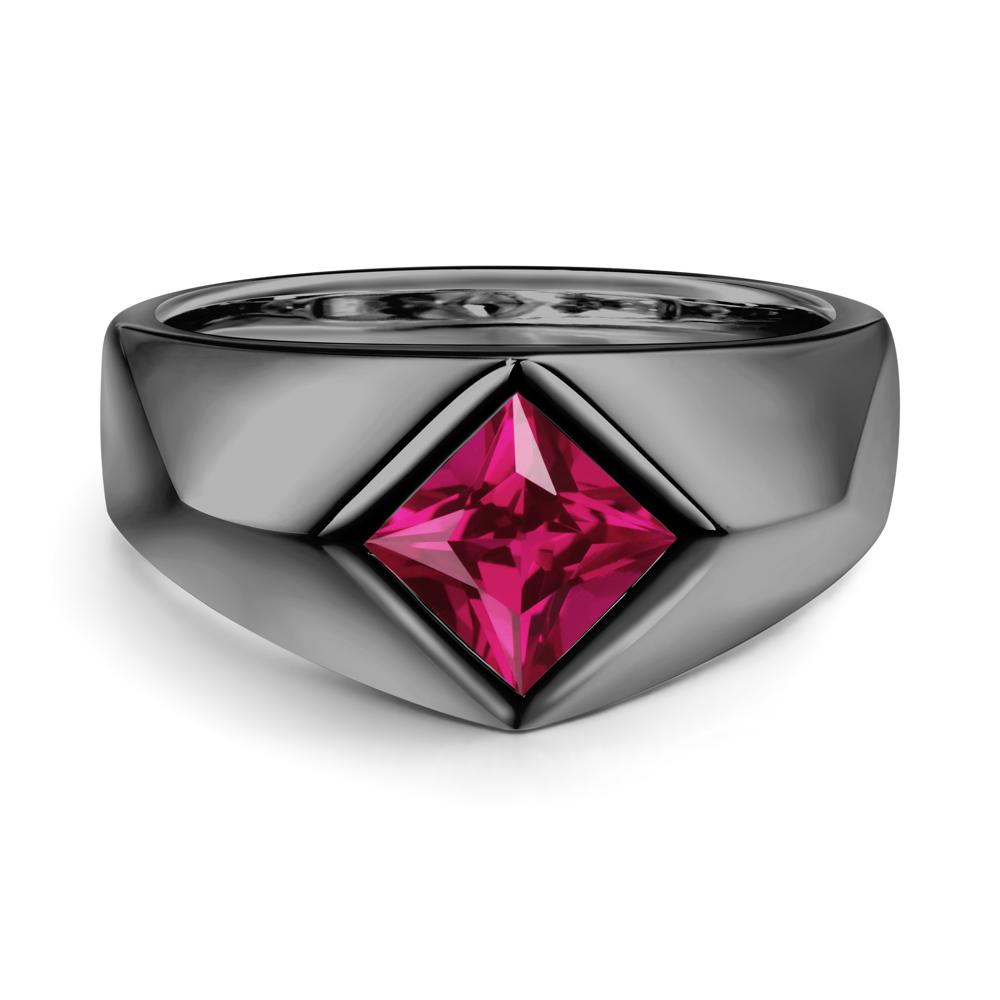 Men's Ruby Kite Set Ring - LUO Jewelry #metal_black finish sterling silver