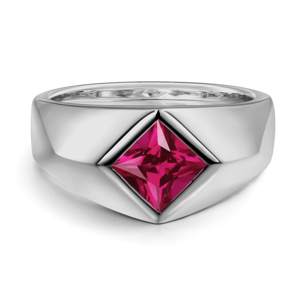 Men's Ruby Kite Set Ring - LUO Jewelry #metal_platinum