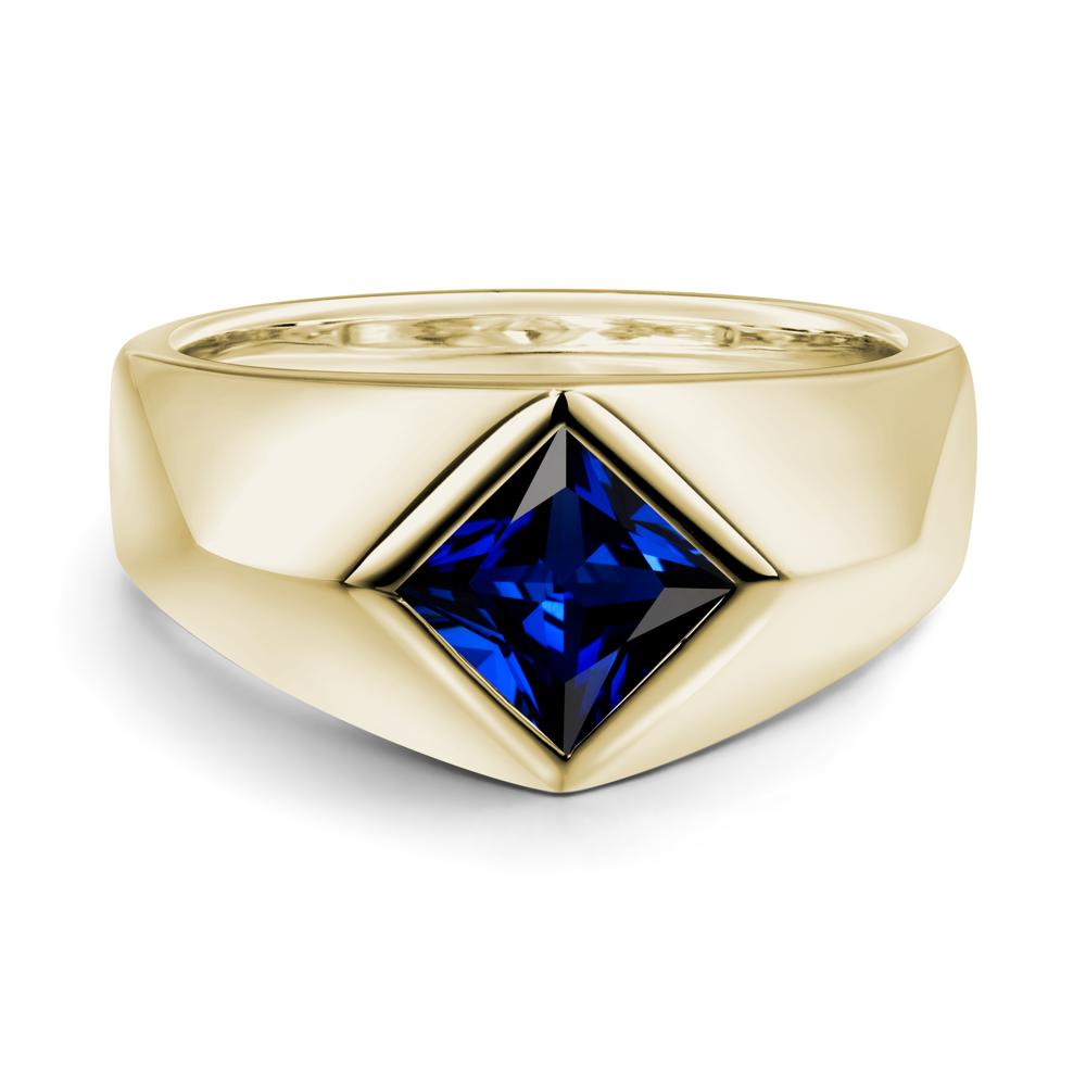 Men's Sapphire Kite Set Ring - LUO Jewelry #metal_14k yellow gold