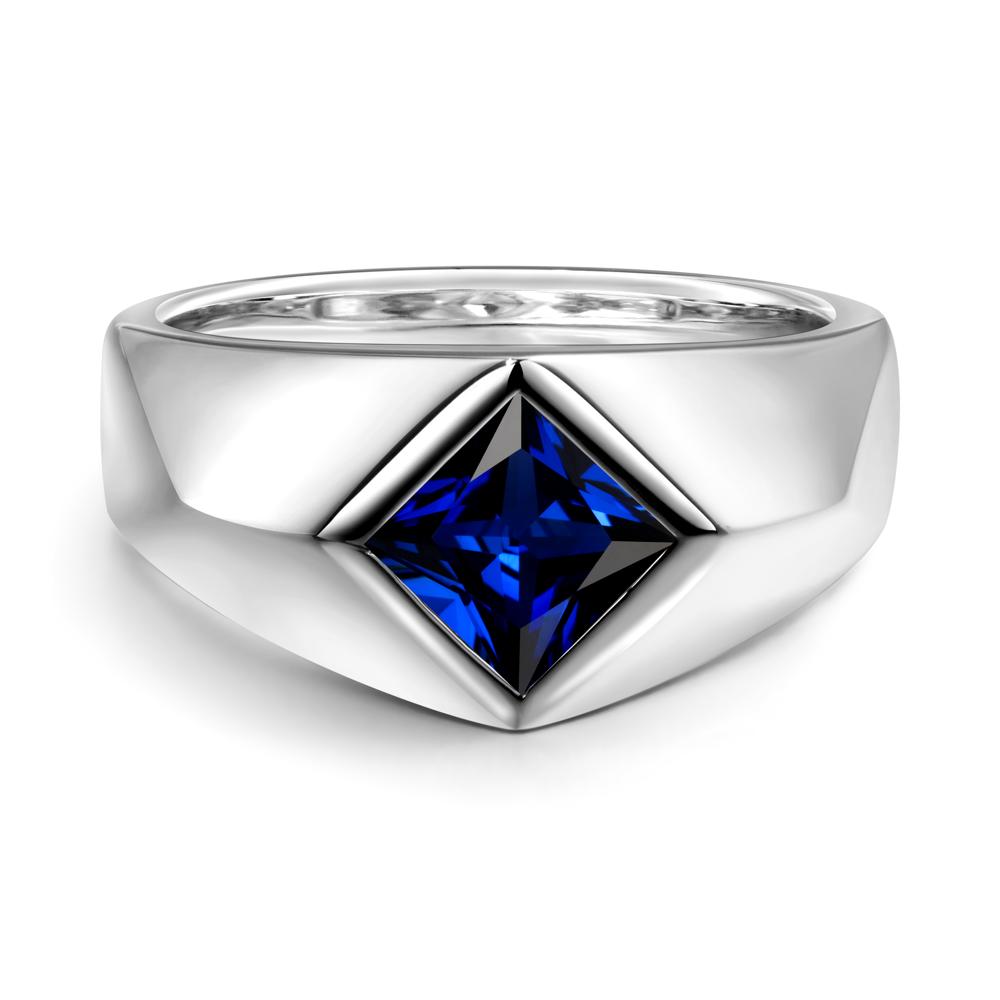 Men's Sapphire Kite Set Ring - LUO Jewelry #metal_18k white gold