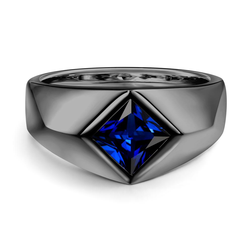Men's Sapphire Kite Set Ring - LUO Jewelry #metal_black finish sterling silver
