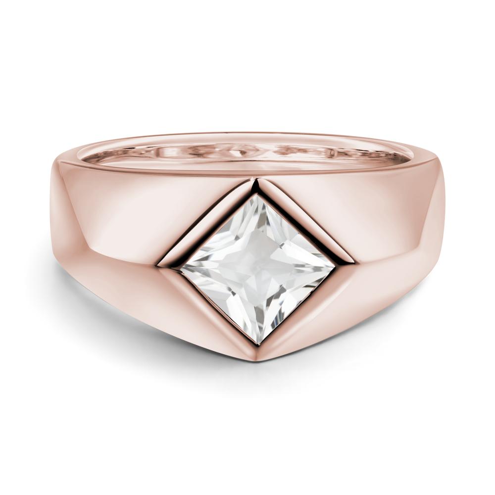 Men's White Topaz Kite Set Ring - LUO Jewelry #metal_14k rose gold