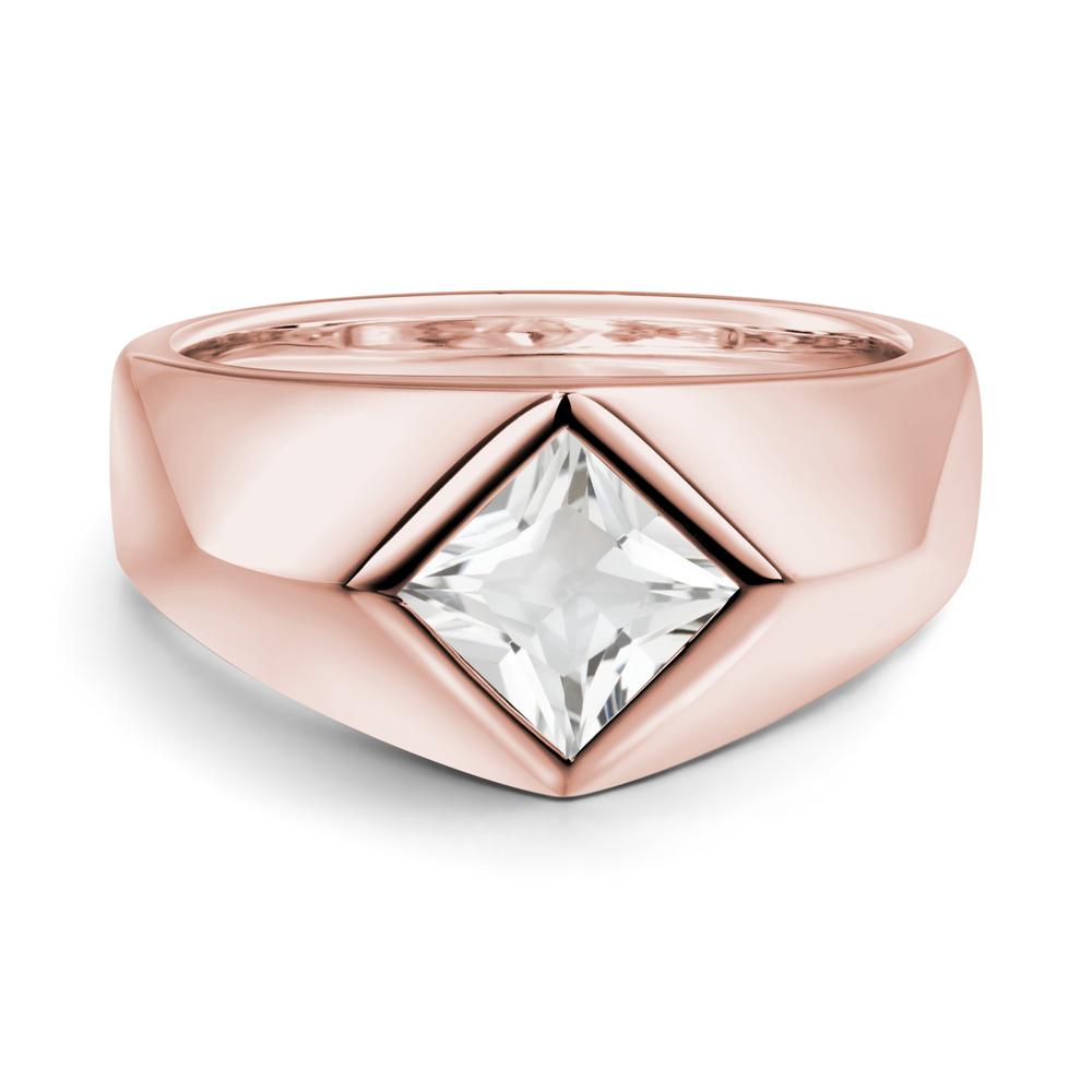 Men's White Topaz Kite Set Ring - LUO Jewelry #metal_18k rose gold