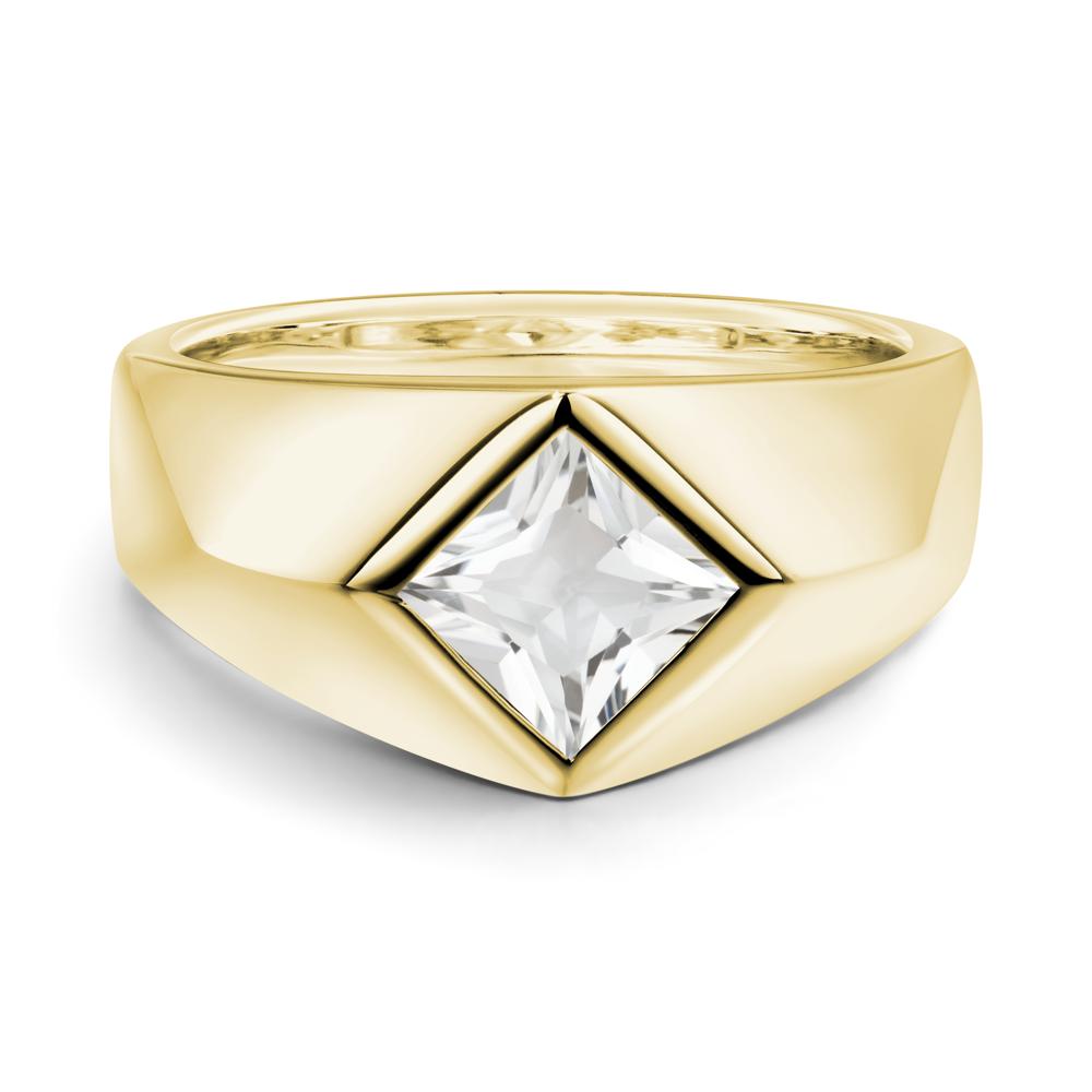 Men's White Topaz Kite Set Ring - LUO Jewelry #metal_18k yellow gold