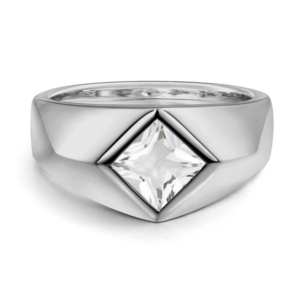 Men's White Topaz Kite Set Ring - LUO Jewelry #metal_platinum