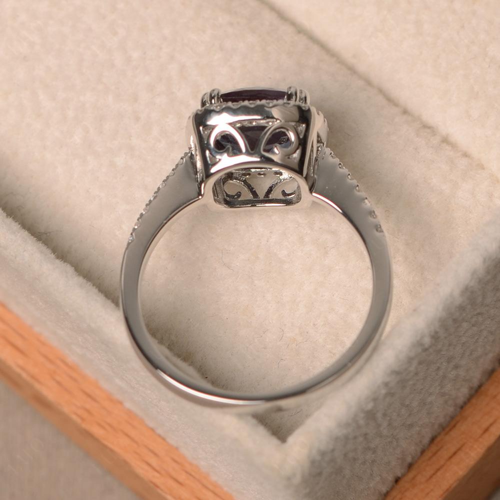 Cushion Cut Alexandrite Halo Ring - LUO Jewelry