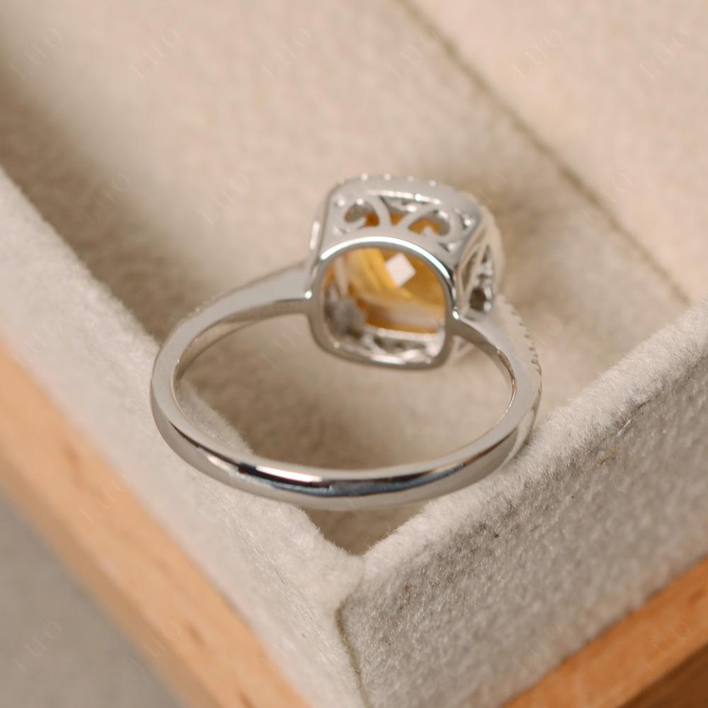 Cushion Cut Citrine Halo Ring - LUO Jewelry