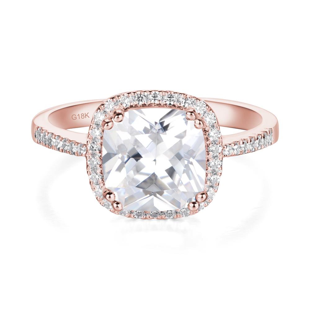Cushion Cut Cubic Zirconia Halo Ring - LUO Jewelry #metal_18k rose gold