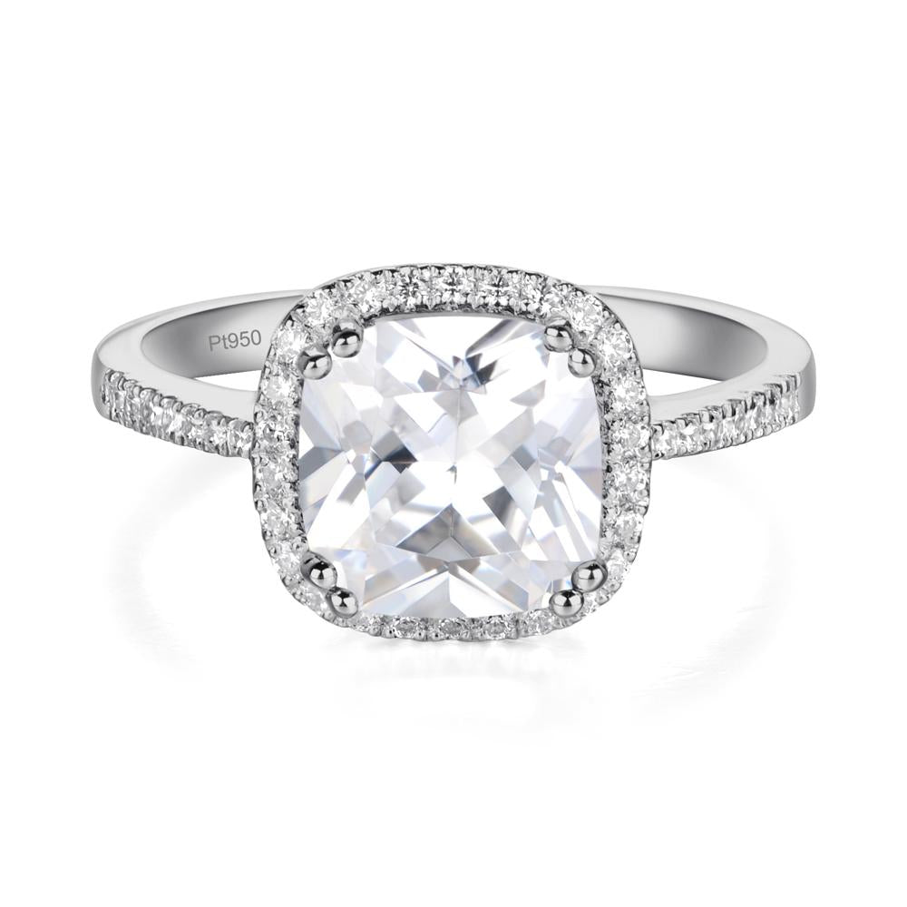 Cushion Cut Cubic Zirconia Halo Ring - LUO Jewelry #metal_platinum