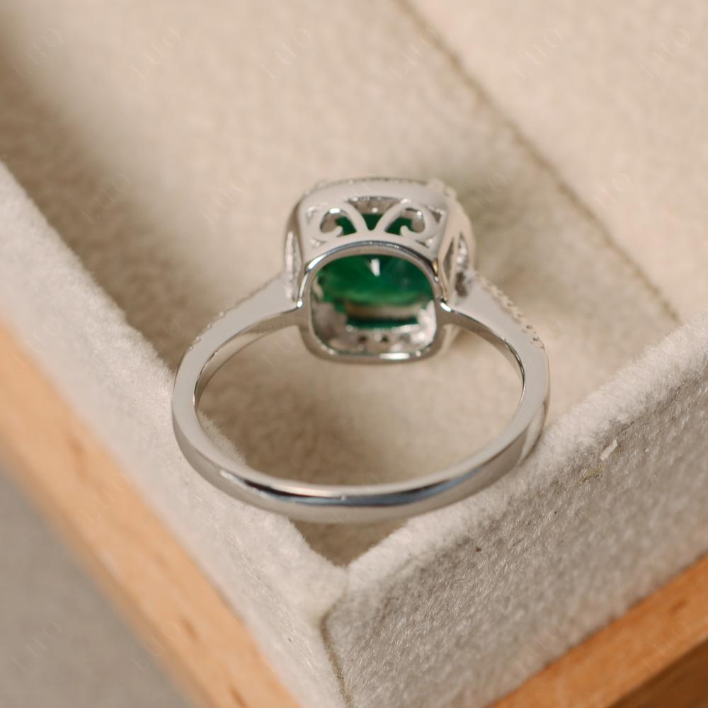 Cushion Cut Emerald Halo Ring - LUO Jewelry