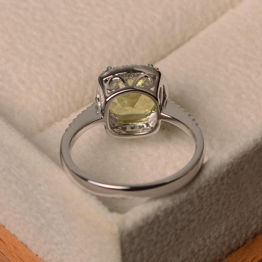 Cushion Cut Lemon Quartz Halo Ring - LUO Jewelry